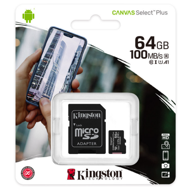 Spominska kartica KINGSTON Canvas Select Plus microSD 64GB