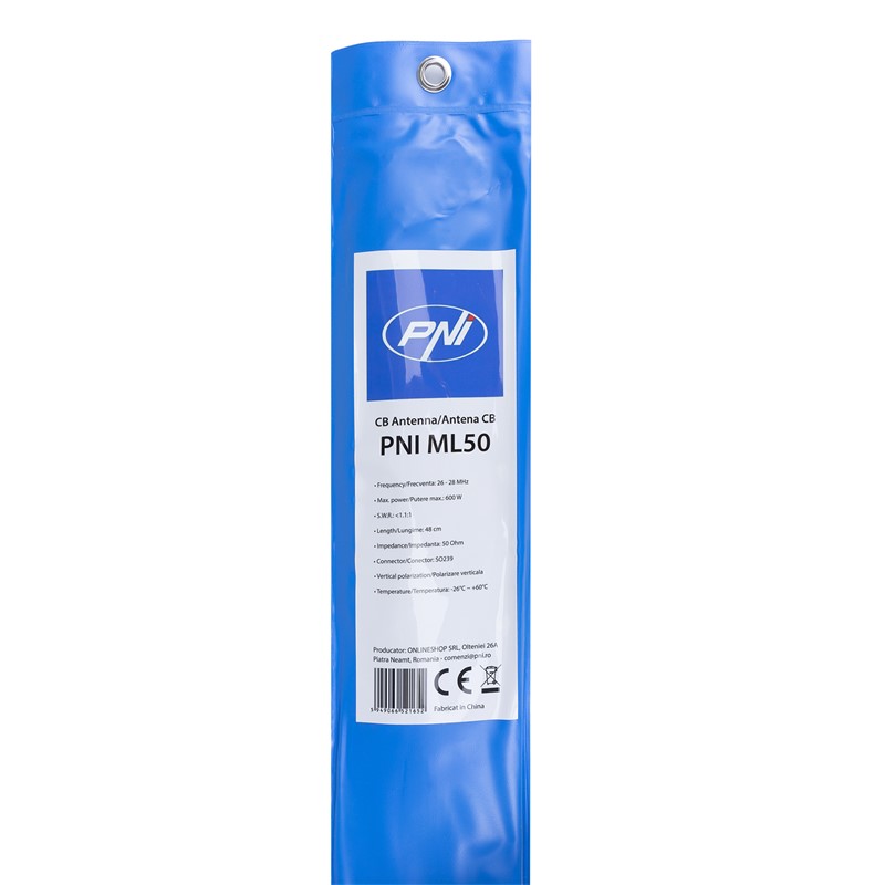 CB PNI ML50 antena, dolžina 48cm, 26-28MHz, 600W s priključnim kablom RG58 3,5 metra, brez vtiča PL259