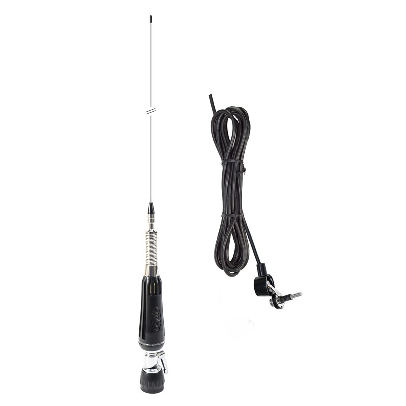 Zložljiva antena CB PNI LED 1000, dolžine 100 cm, s kablom in fiksnim nosilcem v obliki metulja, 26-30 MHz, 300 W, sveti med prenosom