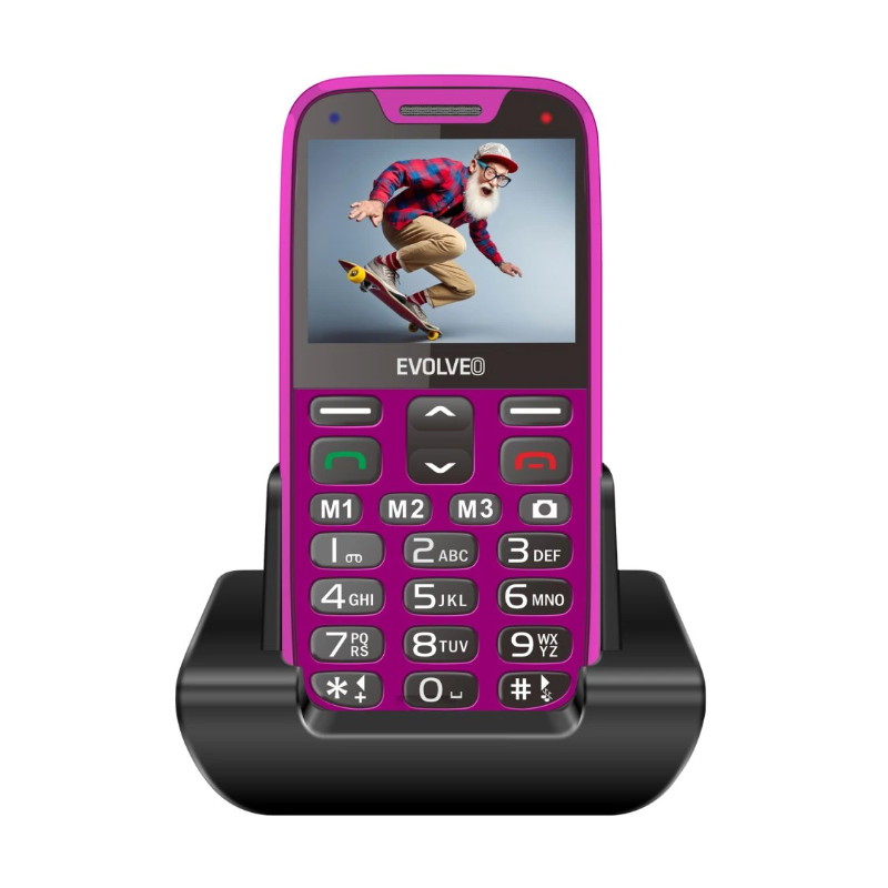 GSM aparat EasyPhone XR - Roza + polnilec
