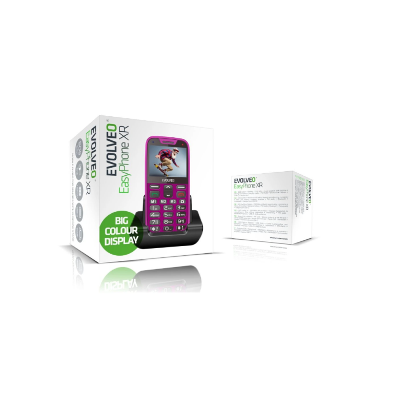 GSM aparat EasyPhone XR - Roza + polnilec