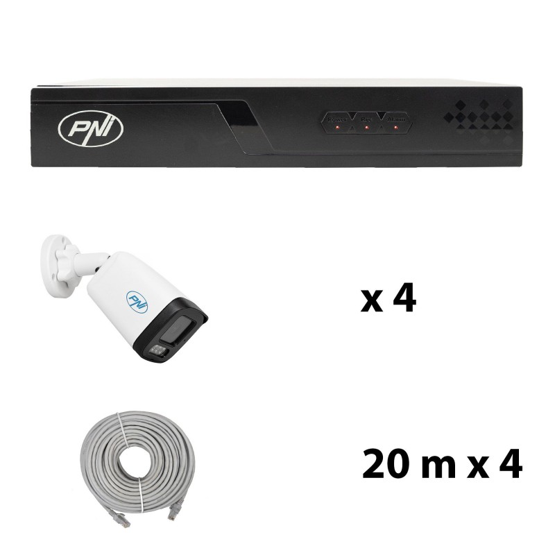 PNI Videonadzorni paket IP710/4xPNI IP515J 5MP kamere in 4xUTP CAT6 kabla 20m