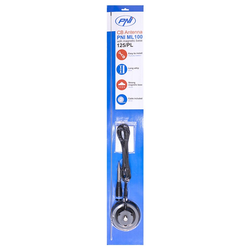 Antena CB PNI ML100, dolžina 100 cm, 26-30MHz, 250 W, magnet 125 mm