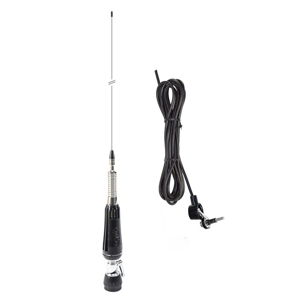Zložljiva antena CB PNI LED 1000, dolžine 100 cm, s kablom in fiksnim nosilcem v obliki metulja, 26-30 MHz, 300 W, sveti med prenosom
