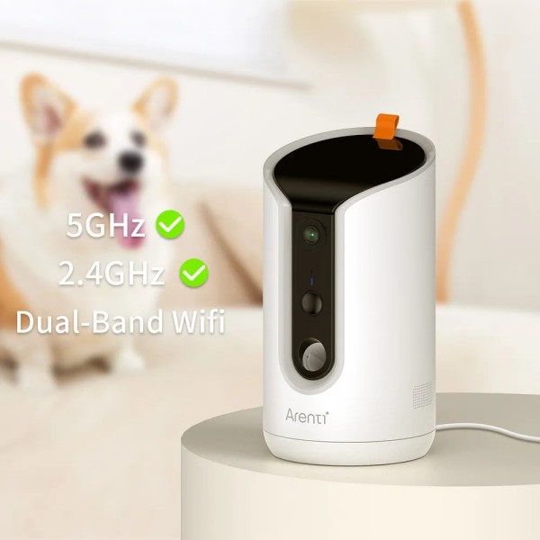 Petcam1T Kamera za priboljške za pse z dvopasovnim Wi-Fi-jem 2,4 in 5,8 GHz