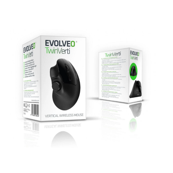 Evolveo Miška TwinVerti črne barve