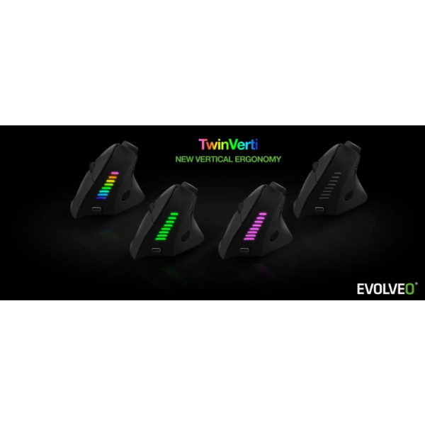 Evolveo Miška TwinVerti črne barve