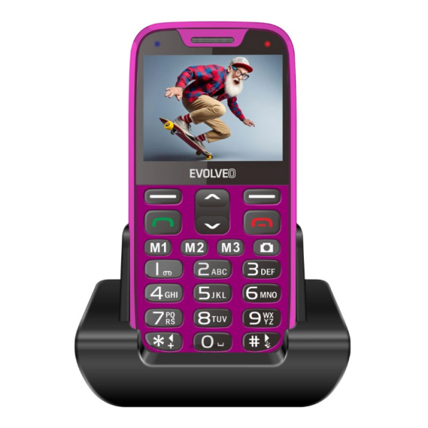 GSM aparat EasyPhone XR - Roza + polnilec