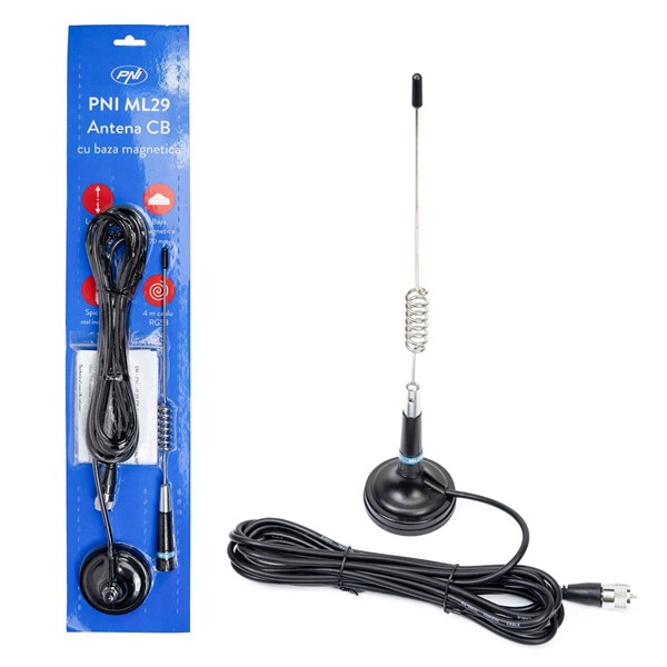 CB antena PNI ML29 dolžine 34 cm, z magnetom premera 70 mm in kablom RG58