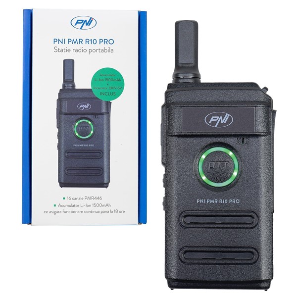 Prenosna radijska postaja PNI PMR R10 PRO, 446MHz, 0,5W, 16 programabilnih kanalov, 16 PMR