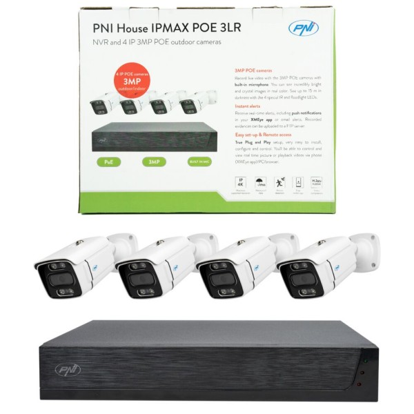 IPMAX3 POE3, video nadzor,4xPOE, ONVIF in 4 kamere z IP 3MP